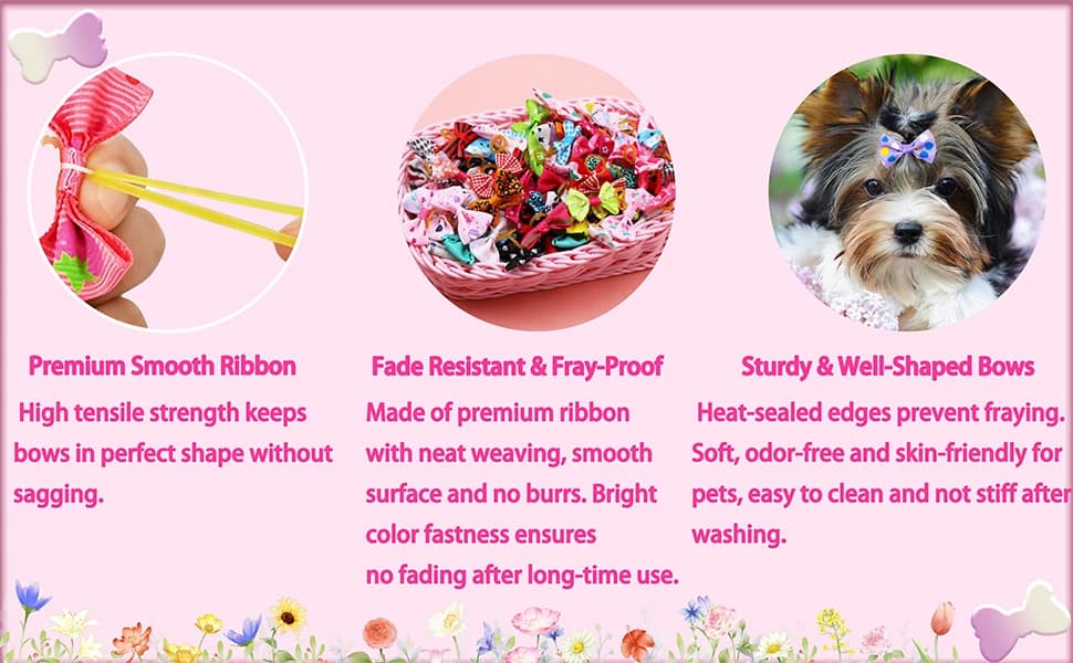 Small Dog Hair Bows with Rubber Bands for Small and Medium Dogs — product details
