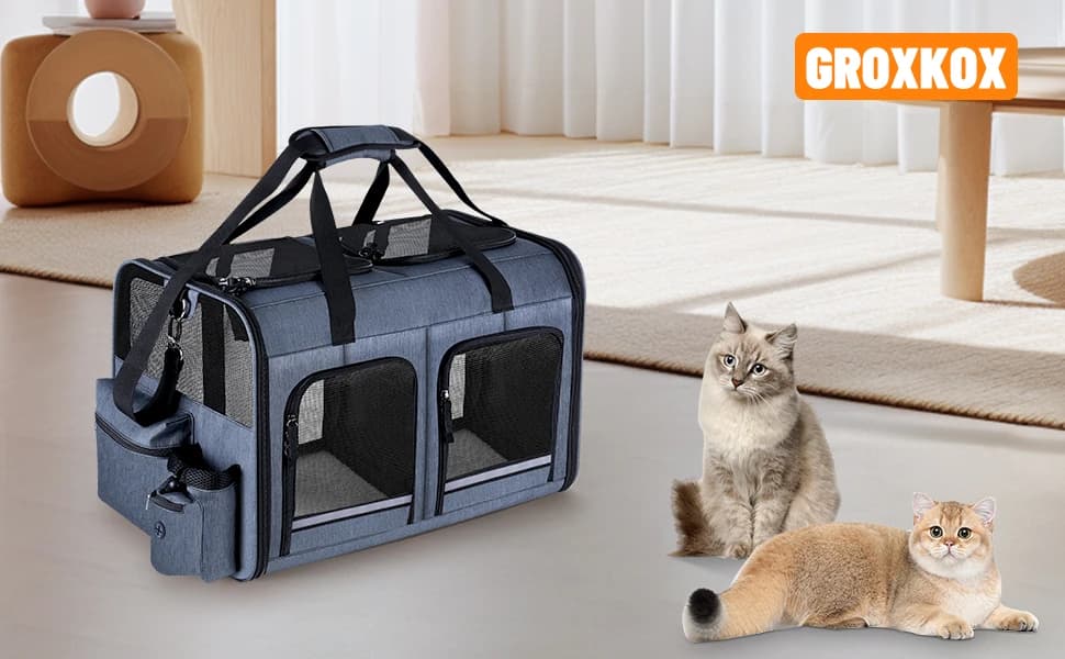 Cat Carrier for 2 Cats — Double Cat and Dual Dog Carrier Cabin for Two Pets — product details