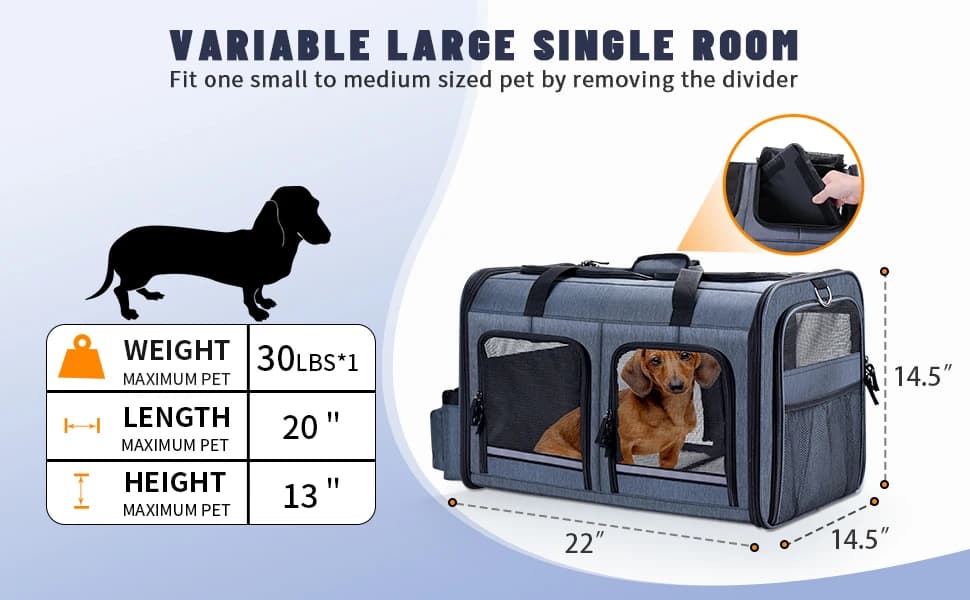 Cat Carrier for 2 Cats — Double Cat and Dual Dog Carrier Cabin for Two Pets — product details