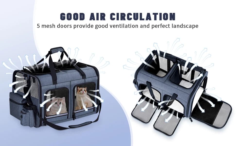 Cat Carrier for 2 Cats — Double Cat and Dual Dog Carrier Cabin for Two Pets — product details