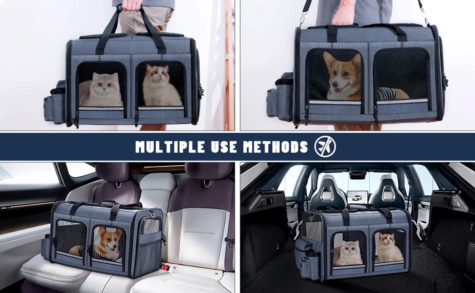 Cat Carrier for 2 Cats — Double Cat and Dual Dog Carrier Cabin for Two Pets — product details