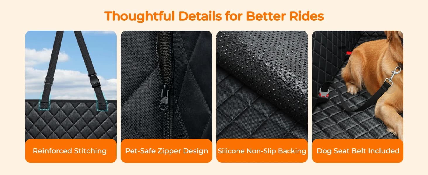 Back Seat Extender for Dogs — Large Hard Bottom Dog Car Seat Cover — product details