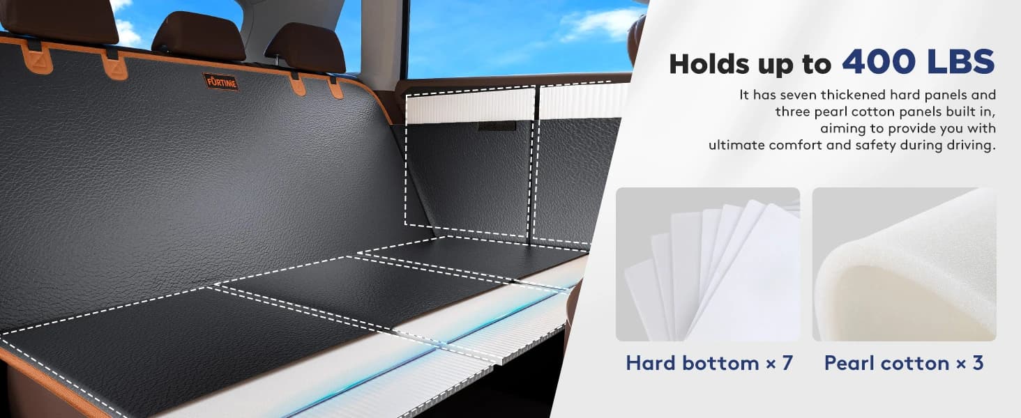 Dog Car Seat Cover for Back Seat — PU Leather Back Seat Extender — Hard Bottom and Pearl Cotton - Providing a Cozy Spot for Pets to Relax!