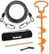 Dog Tie Out Cable and Stake — 30ft Heavy Duty Dog Leads for Yard — collection imagery