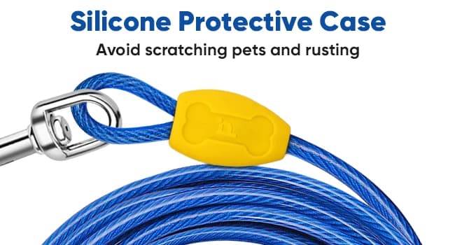 Dog Tie Out Cable and Stake — 30ft Heavy Duty Dog Leads for Yard — product details