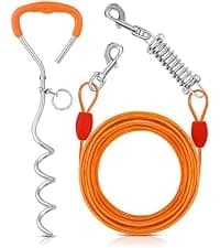 Dog Tie Out Cable and Stake — 30ft Heavy Duty Dog Leads for Yard — collection imagery