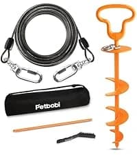 Dog Tie Out Cable and Stake — 30ft Heavy Duty Dog Leads for Yard — collection imagery
