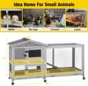 Rabbit Hutch Outdoor Indoor Rabbit Cage Chicken Coop with Casters Guinea Pig Cage with 3 Deep No Leakage Pull