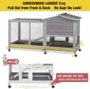 Rabbit Hutch Outdoor Indoor Rabbit Cage Chicken Coop with Casters Guinea Pig Cage with 3 Deep No Leakage Pull