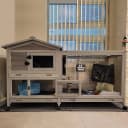 Rabbit Hutch Outdoor Indoor Rabbit Cage Chicken Coop with Casters Guinea Pig Cage with 3 Deep No Leakage Pull