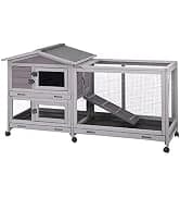 Rabbit Hutch Outdoor Indoor Rabbit Cage Chicken Coop with Casters Guinea Pig Cage with 3 Deep No Leakage Pull — collection imagery