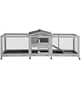 Rabbit Hutch Outdoor Indoor Rabbit Cage Chicken Coop with Casters Guinea Pig Cage with 3 Deep No Leakage Pull — collection imagery