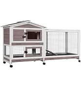 Rabbit Hutch Outdoor Indoor Rabbit Cage Chicken Coop with Casters Guinea Pig Cage with 3 Deep No Leakage Pull — collection imagery