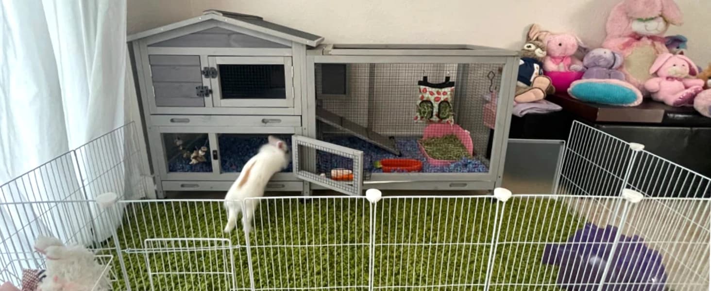 Rabbit Hutch Outdoor Indoor Rabbit Cage Chicken Coop with Casters Guinea Pig Cage with 3 Deep No Leakage Pull — collection imagery