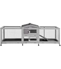 Rabbit Hutch Outdoor Indoor Rabbit Cage Chicken Coop with Casters Guinea Pig Cage with 3 Deep No Leakage Pull — collection imagery