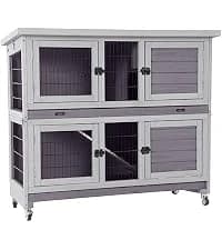 Rabbit Hutch Outdoor Indoor Rabbit Cage Chicken Coop with Casters Guinea Pig Cage with 3 Deep No Leakage Pull — collection imagery
