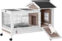 Rabbit Hutch Indoor Bunny Cage Outdoor Bunny House with Wire Floor Leakproof Plastic Tray