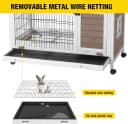 Rabbit Hutch Indoor Bunny Cage Outdoor Bunny House with Wire Floor Leakproof Plastic Tray