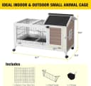 Rabbit Hutch Indoor Bunny Cage Outdoor Bunny House with Wire Floor Leakproof Plastic Tray