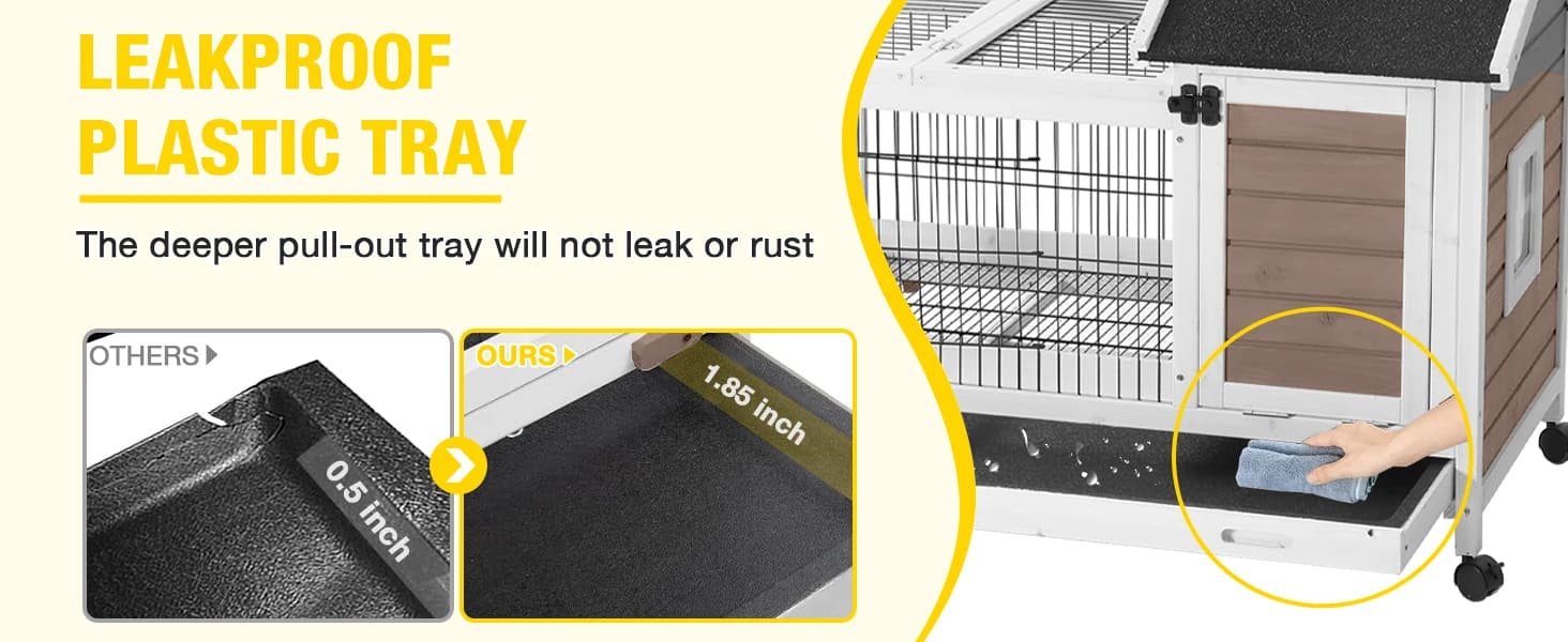 Rabbit Hutch Indoor Bunny Cage Outdoor Bunny House with Wire Floor Leakproof Plastic Tray — collection imagery