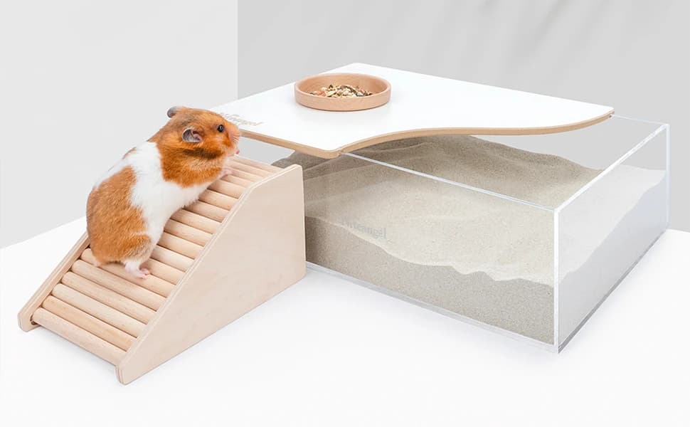 Animal Sand-Bath Box: - Acrylic Critter's Sand Bath Shower Room and Digging Sand Container for Hamsters Mice — product details