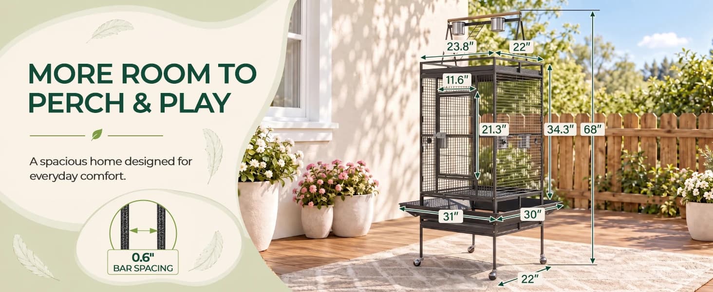 68-Inch Birdcage — Playtop Parrot Cage — product details