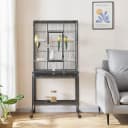 Large Budgie Cage Metal Bird Cage with Stand Rolling Parrot Cage for Cockatiels African Grey Conures Parakeets