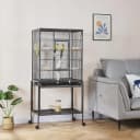Large Budgie Cage Metal Bird Cage with Stand Rolling Parrot Cage for Cockatiels African Grey Conures Parakeets