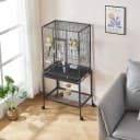 Large Budgie Cage Metal Bird Cage with Stand Rolling Parrot Cage for Cockatiels African Grey Conures Parakeets