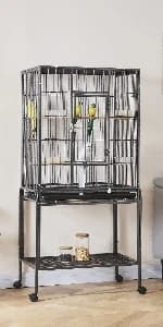 Large Budgie Cage Metal Bird Cage with Stand Rolling Parrot Cage for Cockatiels African Grey Conures Parakeets — product details