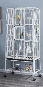 Large Budgie Cage Metal Bird Cage with Stand Rolling Parrot Cage for Cockatiels African Grey Conures Parakeets — product details