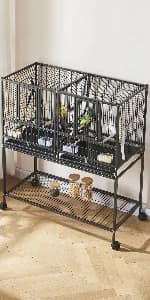 Large Budgie Cage Metal Bird Cage with Stand Rolling Parrot Cage for Cockatiels African Grey Conures Parakeets — product details