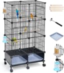 Upgraded Encrypted Metal 46-Inch Bird Cage for Parrot Parakeets