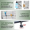 Upgraded Encrypted Metal 46-Inch Bird Cage for Parrot Parakeets