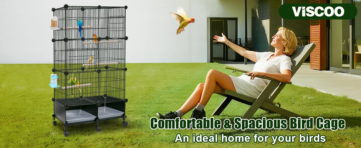 Upgraded Encrypted Metal 46-Inch Bird Cage for Parrot Parakeets — product details