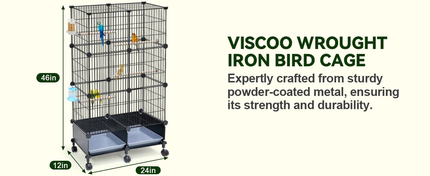 Upgraded Encrypted Metal 46-Inch Bird Cage for Parrot Parakeets — collection imagery