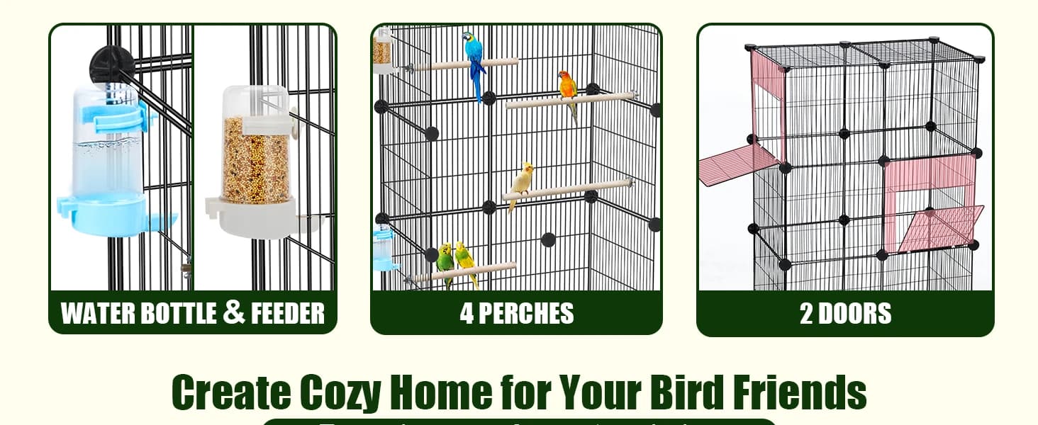 Upgraded Encrypted Metal 46-Inch Bird Cage for Parrot Parakeets — product details