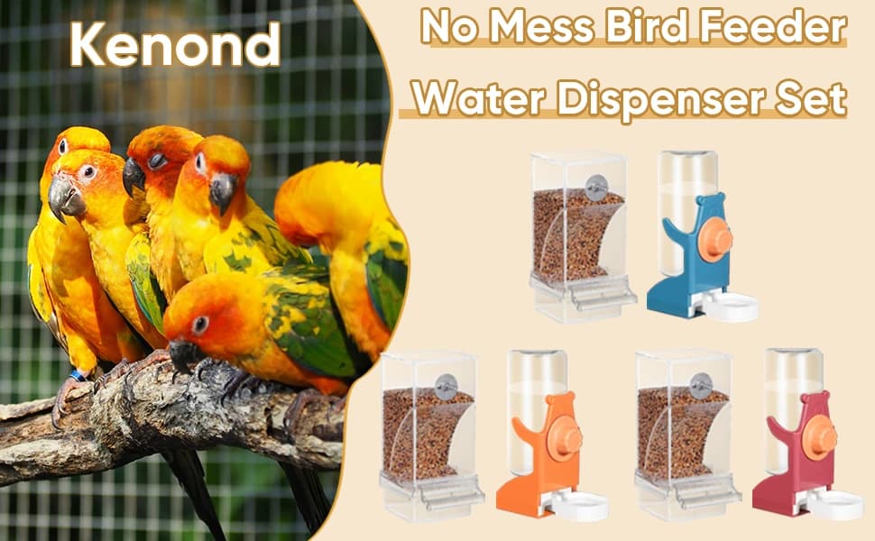 No Mess Bird Feeders Water Dispenser Set — Automatic Feeders for Cage — product details