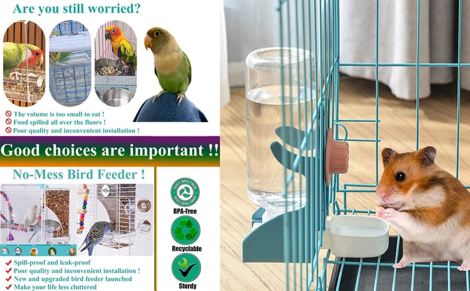 No Mess Bird Feeders Water Dispenser Set — Automatic Feeders for Cage — product details