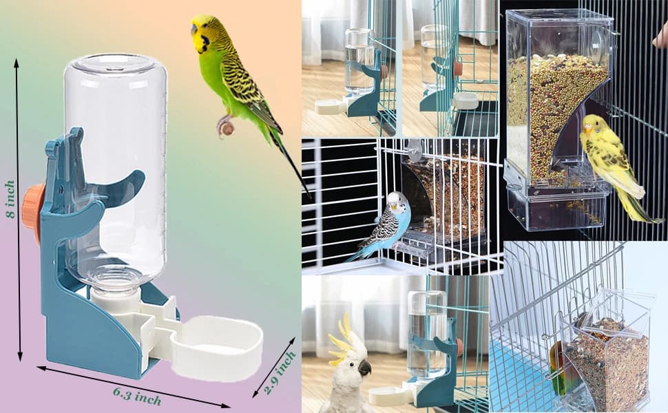 No Mess Bird Feeders Water Dispenser Set — Automatic Feeders for Cage — product details