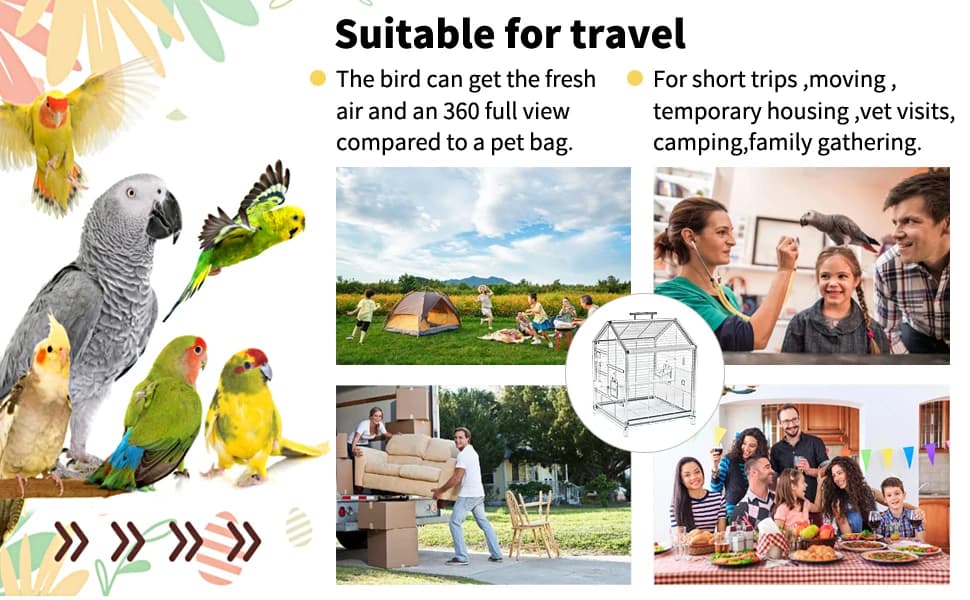 20.5 Inch Small Travel Bird Cage for Cockatiel Parakeets — product details