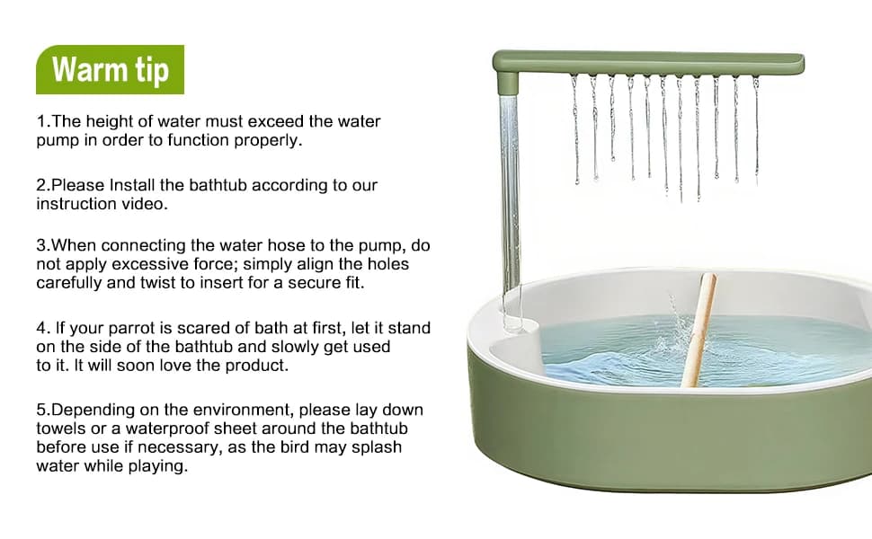 Parrot Bathtub Bird Automatic Bath Shower — Warm tip