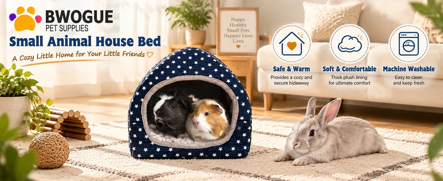 Guinea Pig Bed Hideout — Washable Hamster Cave for Small Animals — product details