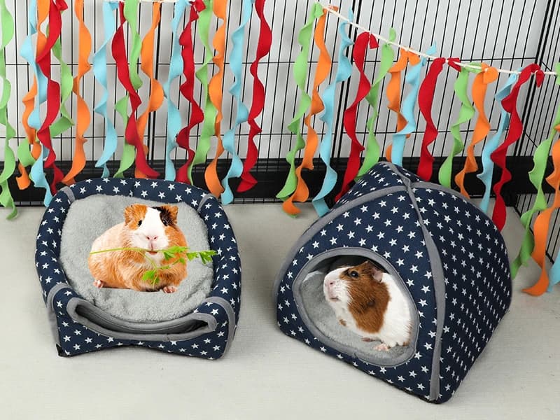 Guinea Pig Bed Hideout — Washable Hamster Cave for Small Animals — 2 In — 1 Foldable Guinea Pig Hideout