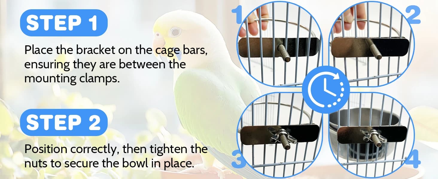 Bird Feeding Dish Cups Parrot Food Bowl Clamp Holder Coop Cup — 2PCS Bird Cage Water Bowl for Parakeet African — product details