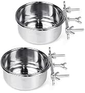 Bird Feeding Dish Cups Parrot Food Bowl Clamp Holder Coop Cup — 2PCS Bird Cage Water Bowl for Parakeet African — collection imagery