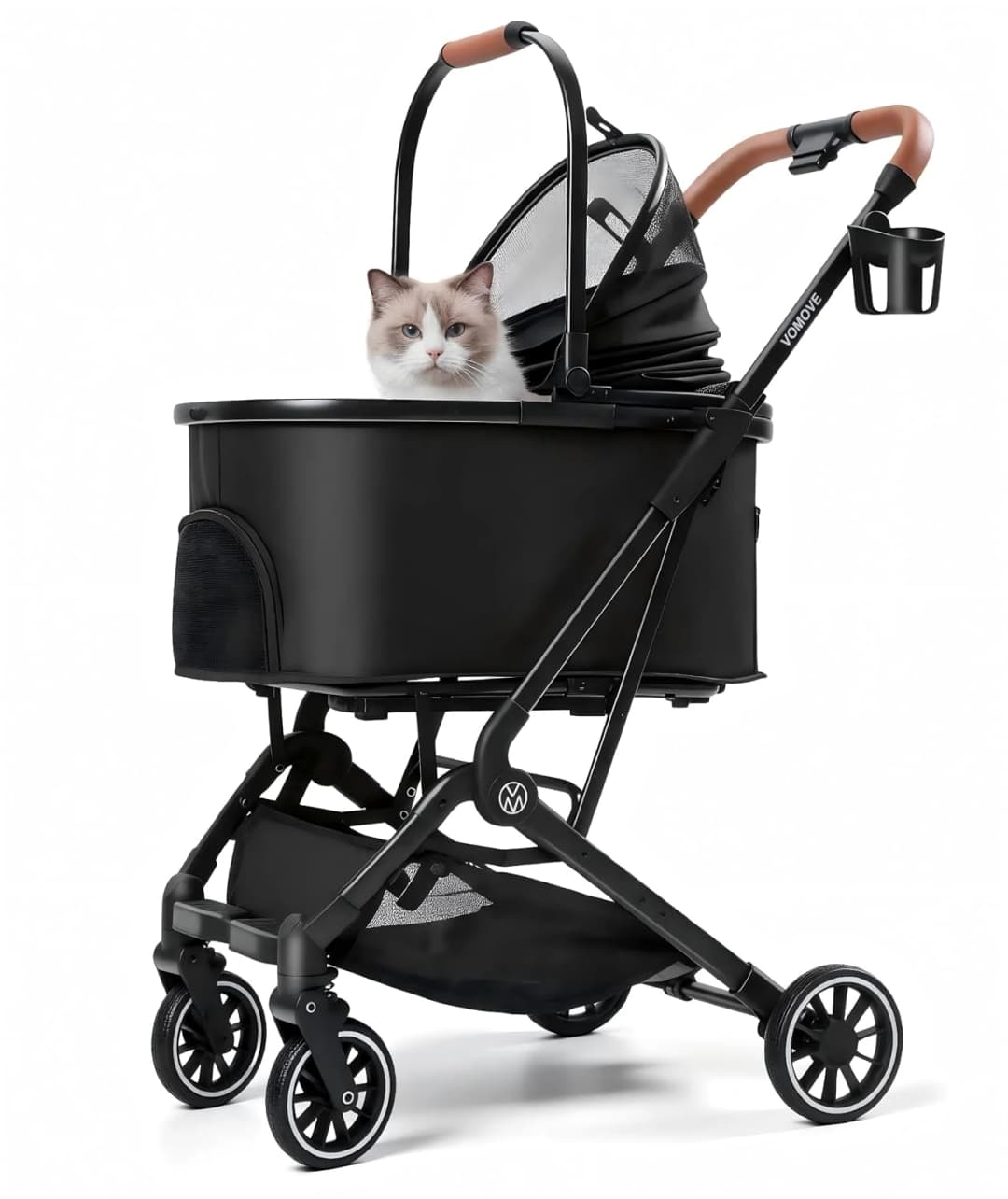 Folding Pet Stroller for Cats and Small Dog with Detachable Carrier