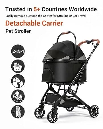 Folding Pet Stroller for Cats and Small Dog with Detachable Carrier — collection imagery