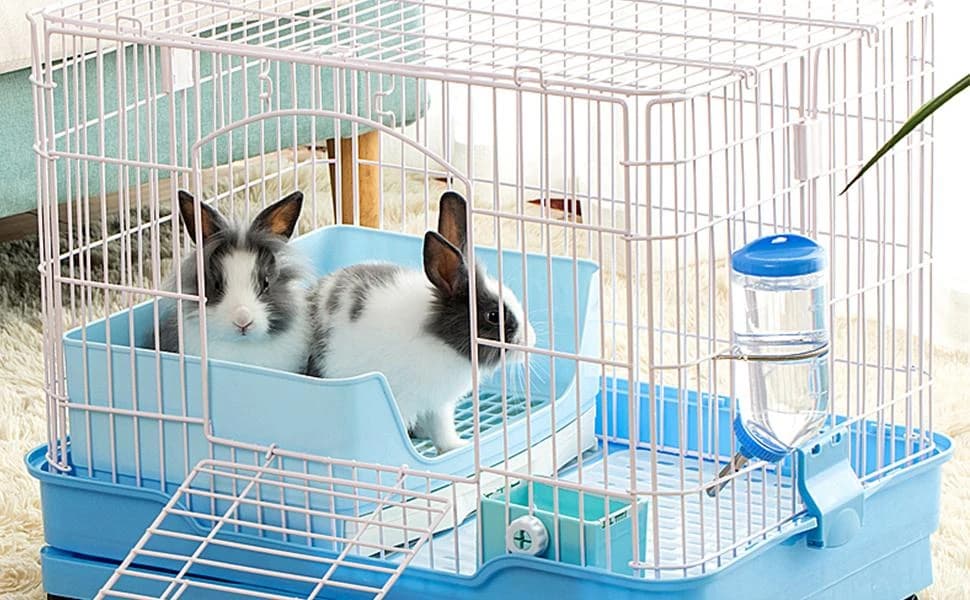 Large Rabbit Litter Box Trainer — large rabbit litter box with drawer potty corner toilet bigger pet pan for adult hamster guinea pig ferret bunny and other animals-blue