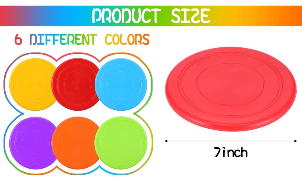 24pcs Pet Flying Disc 7 Inch Silicone Flying Disks Bulk for Dog Outdoor Backyard Lawn Sports — 6 Colors — product details